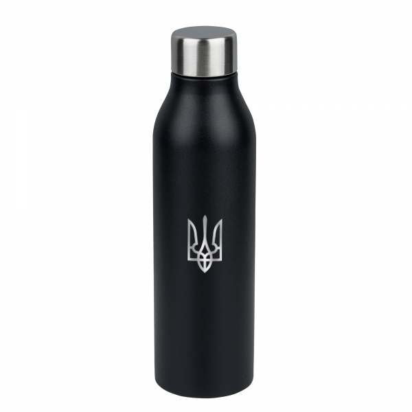 Термобутылка для напитков Герб Украины (черная)