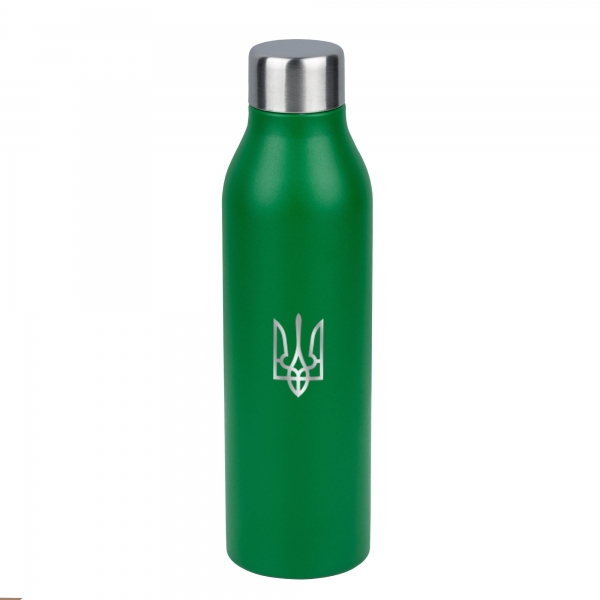 Термобутылка для напитков Герб Украины (зеленая)