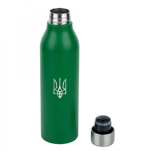 Термобутылка для напитков Герб Украины (зеленая)