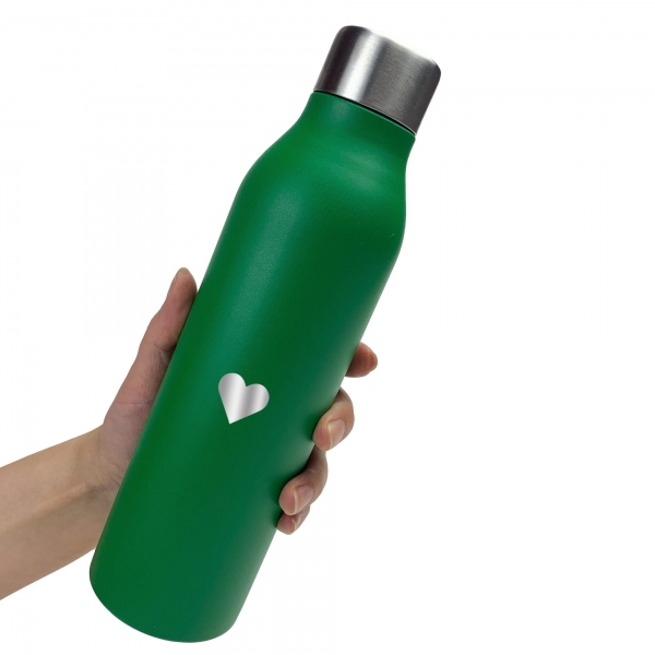 Термопляшка для напоїв Сердечко (зелена)