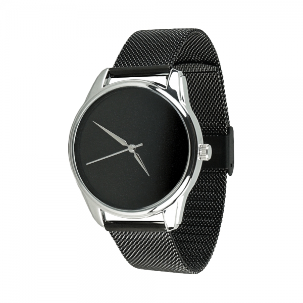 Годинник ZIZ Мінімалізм чорний на металевому браслеті (чорний)