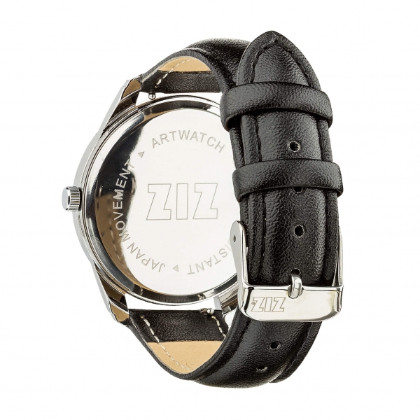 Ремінець для годинника ZIZ (насичено - чорний, срібло)