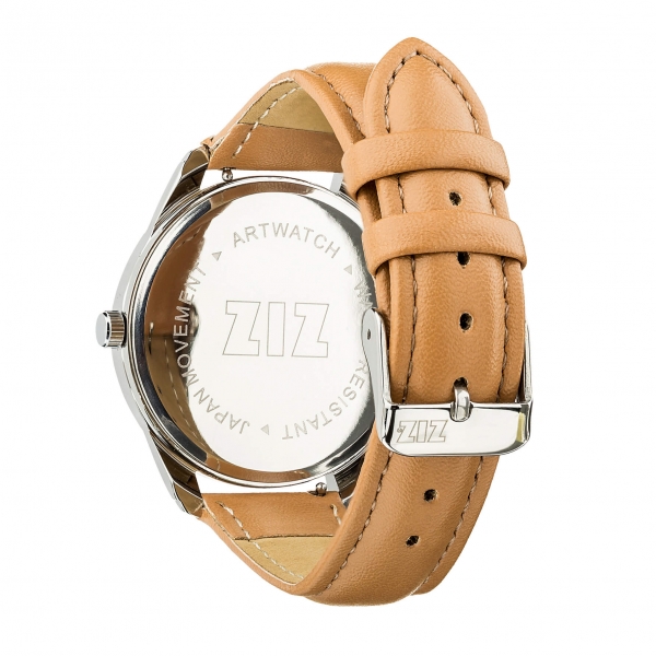 Ремінець для годинника ZIZ (карамельно - коричневий, срібло)