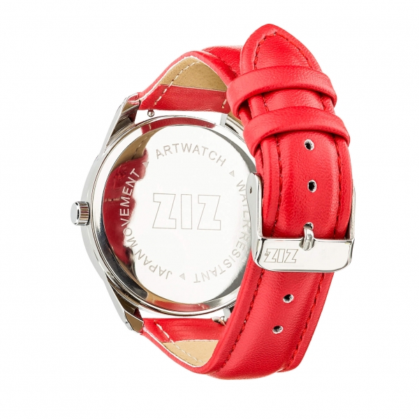 Ремешок для часов ZIZ (маково - красный, серебро)