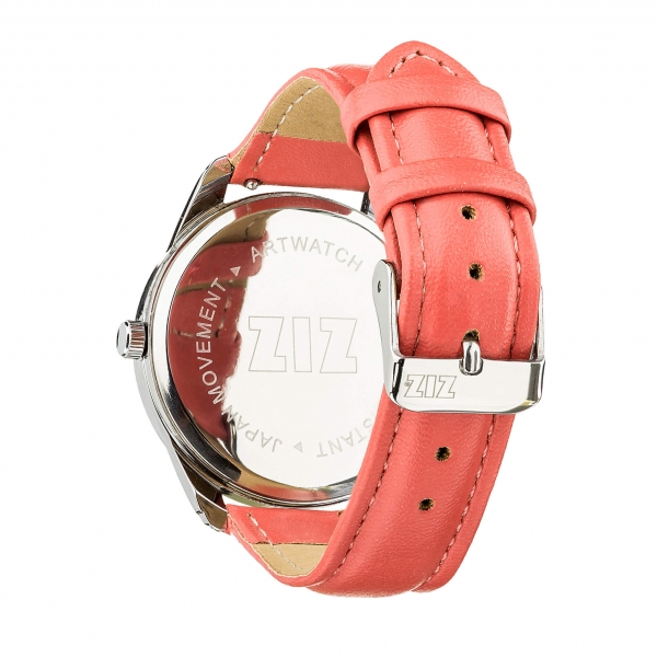 Ремінець для годинника ZIZ (полунично - кораловий, срібло)