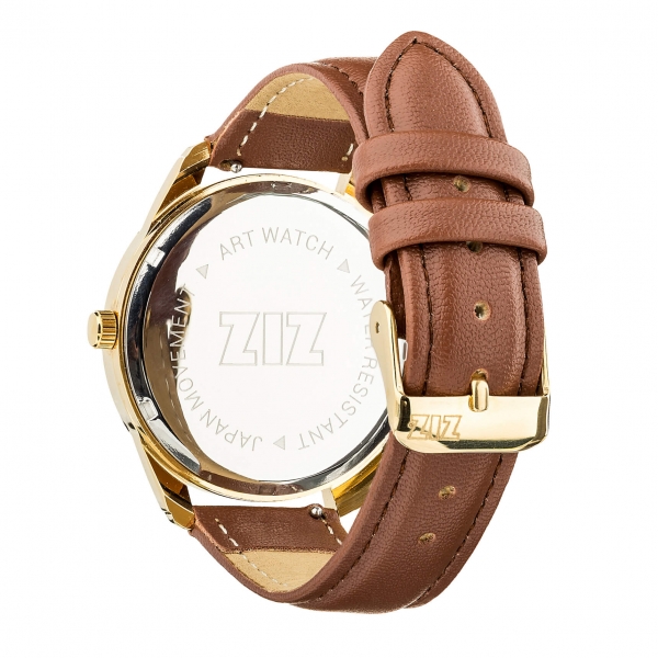 Ремешок для часов ZIZ (кофейно - шоколадный, золото)