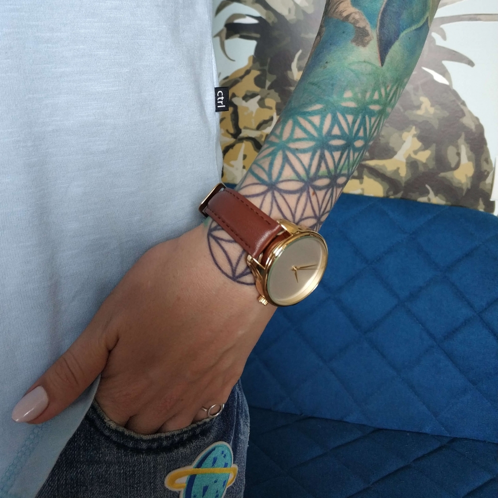 Часы ZIZ Минимализм (кофейный, золото)