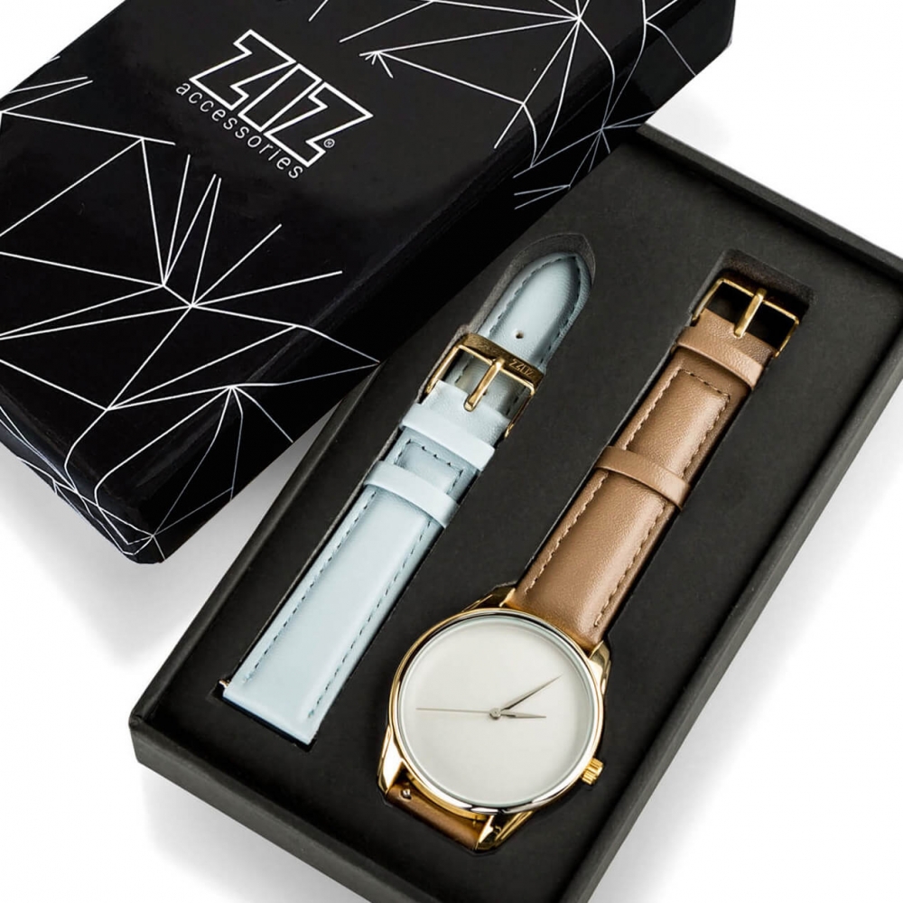 Часы ZIZ Минимализм (серо-коричневый, золото)