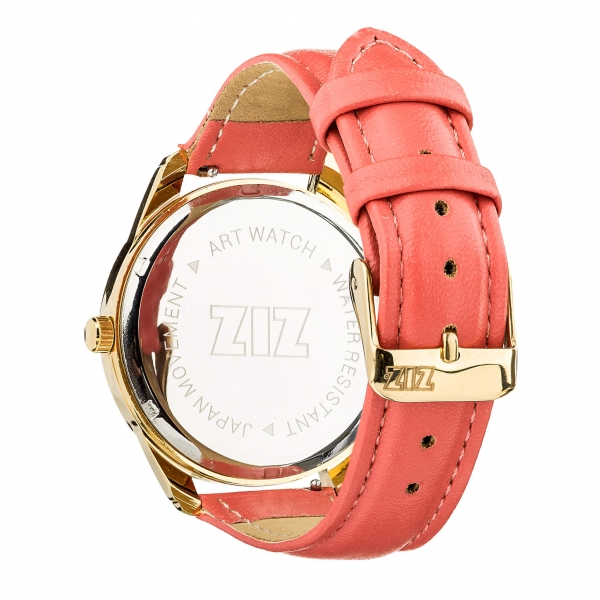 Ремінець для годинника ZIZ (полунично - кораловий, золото)