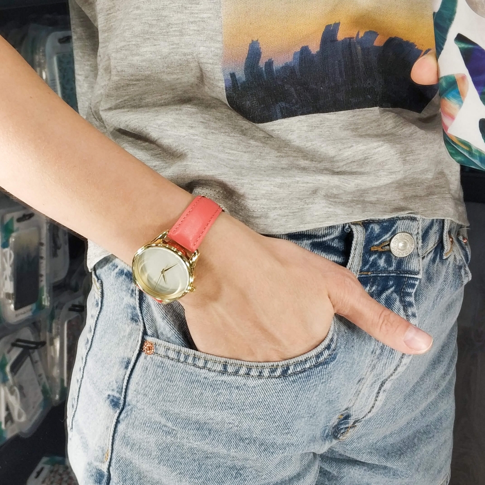 Часы ZIZ Минимализм (коралловый, золото)