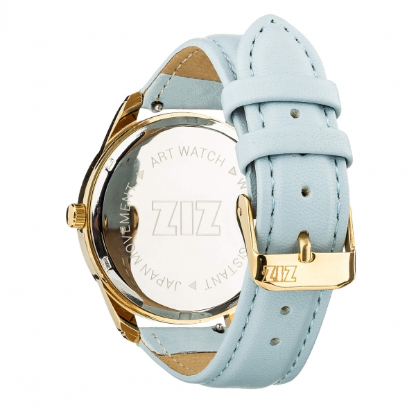 Ремешок для часов ZIZ (нежно - голубой, золото)