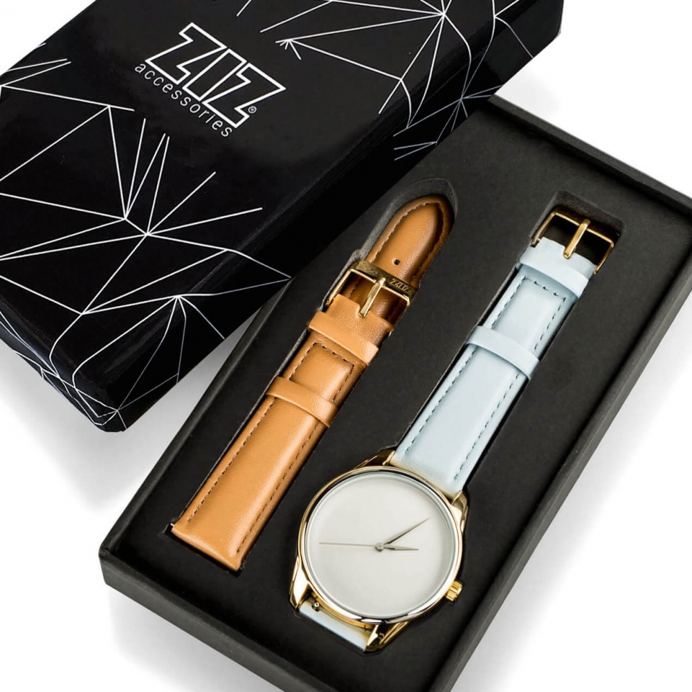 Часы ZIZ Минимализм (голубой, золото)