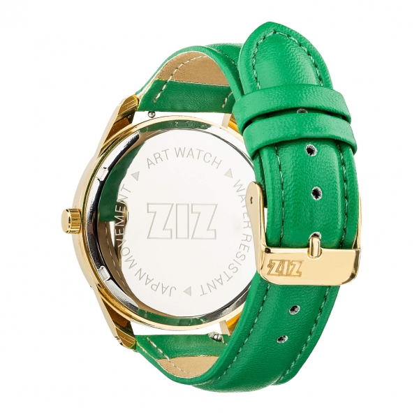 Ремінець для годинника ZIZ (смарагдово - зелений, золото)