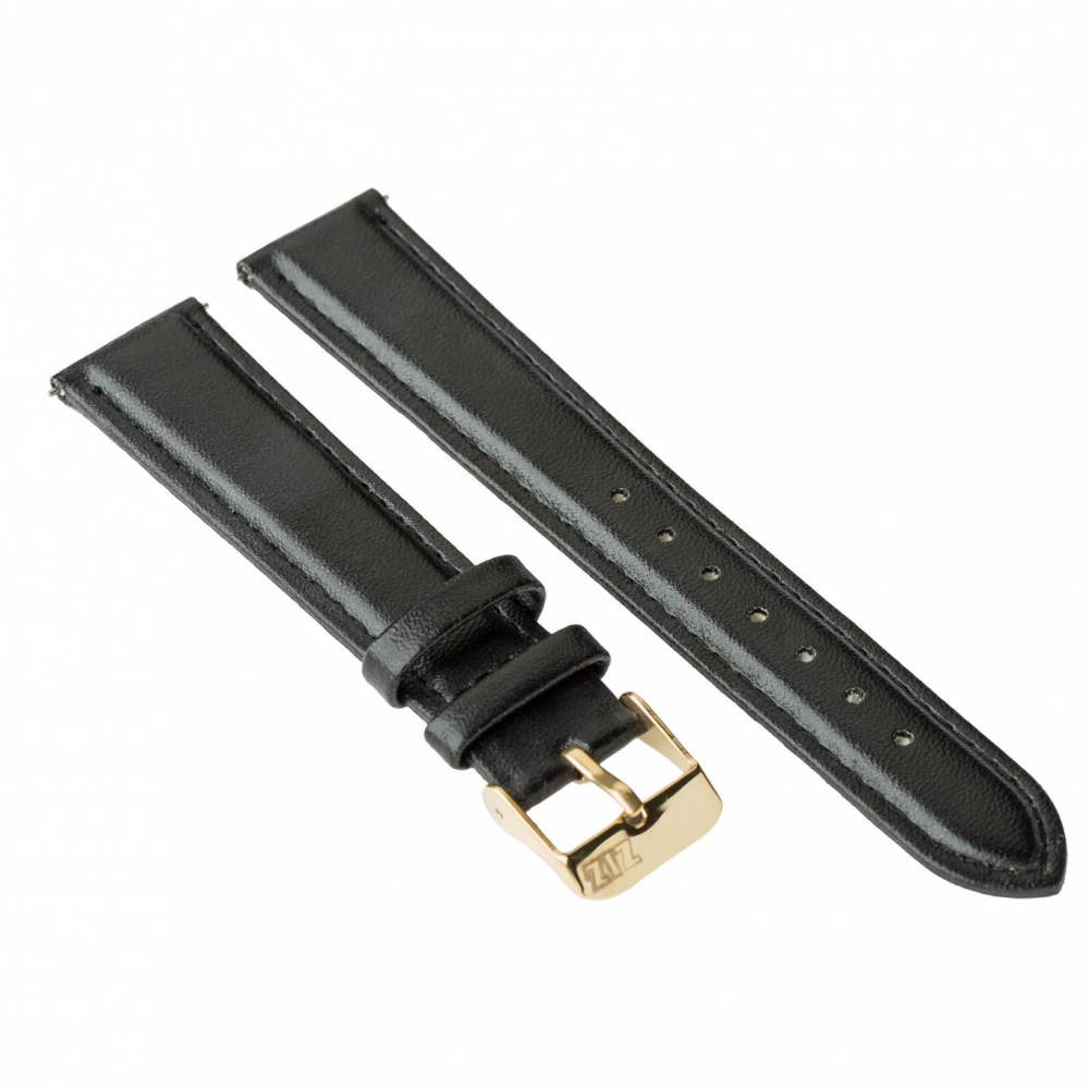 Ремешок для часов ZIZ (насыщенно - черный, золото)