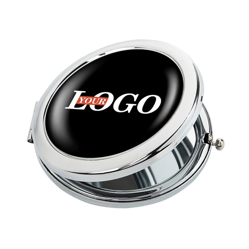 Дзеркало кишенькове металеве з логотипом кругле