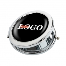 Дзеркало кишенькове металеве з логотипом кругле