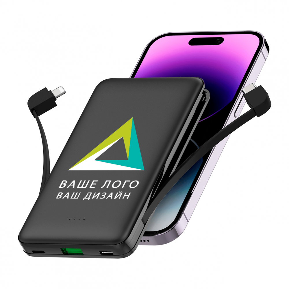 Повербанки з логотипом 10000 мАч Чорний