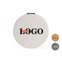 Дзеркало кишенькове з логотипом екошкіра кругле біле