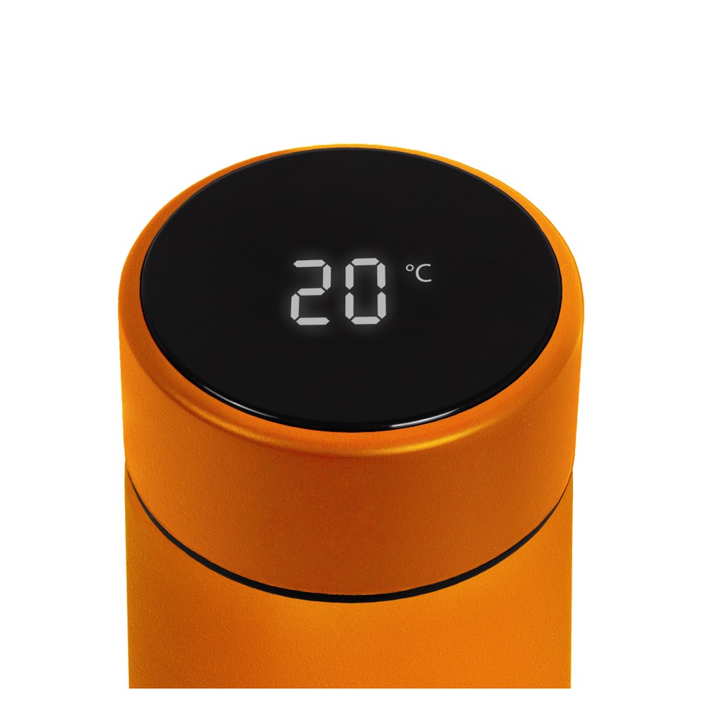 Термос помаранчевий із сенсорним дисплеєм для брендування