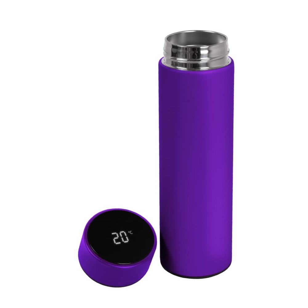 Термос фіолетовий із сенсорним дисплеєм для брендування