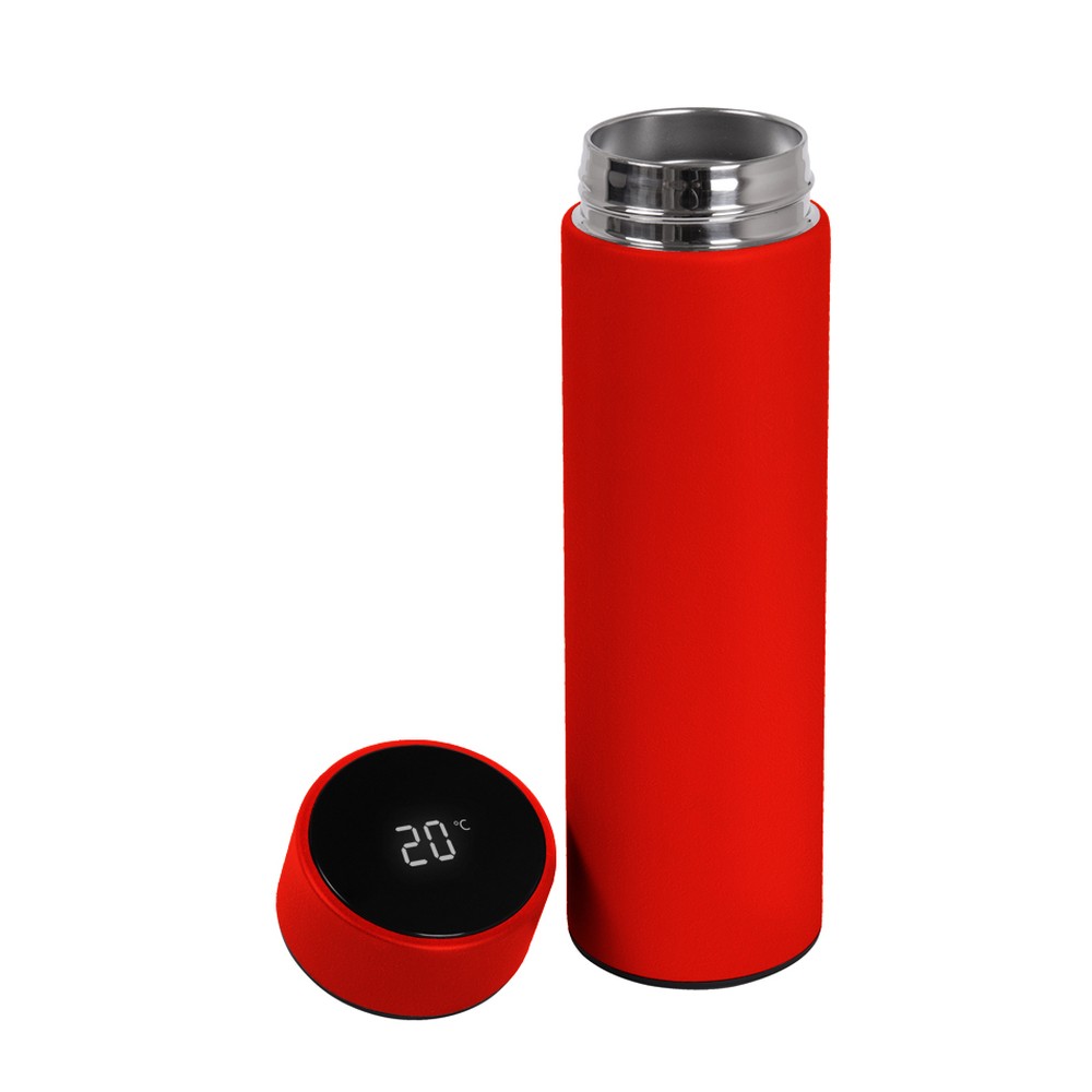 Термос червоний із сенсорним дисплеєм для брендування