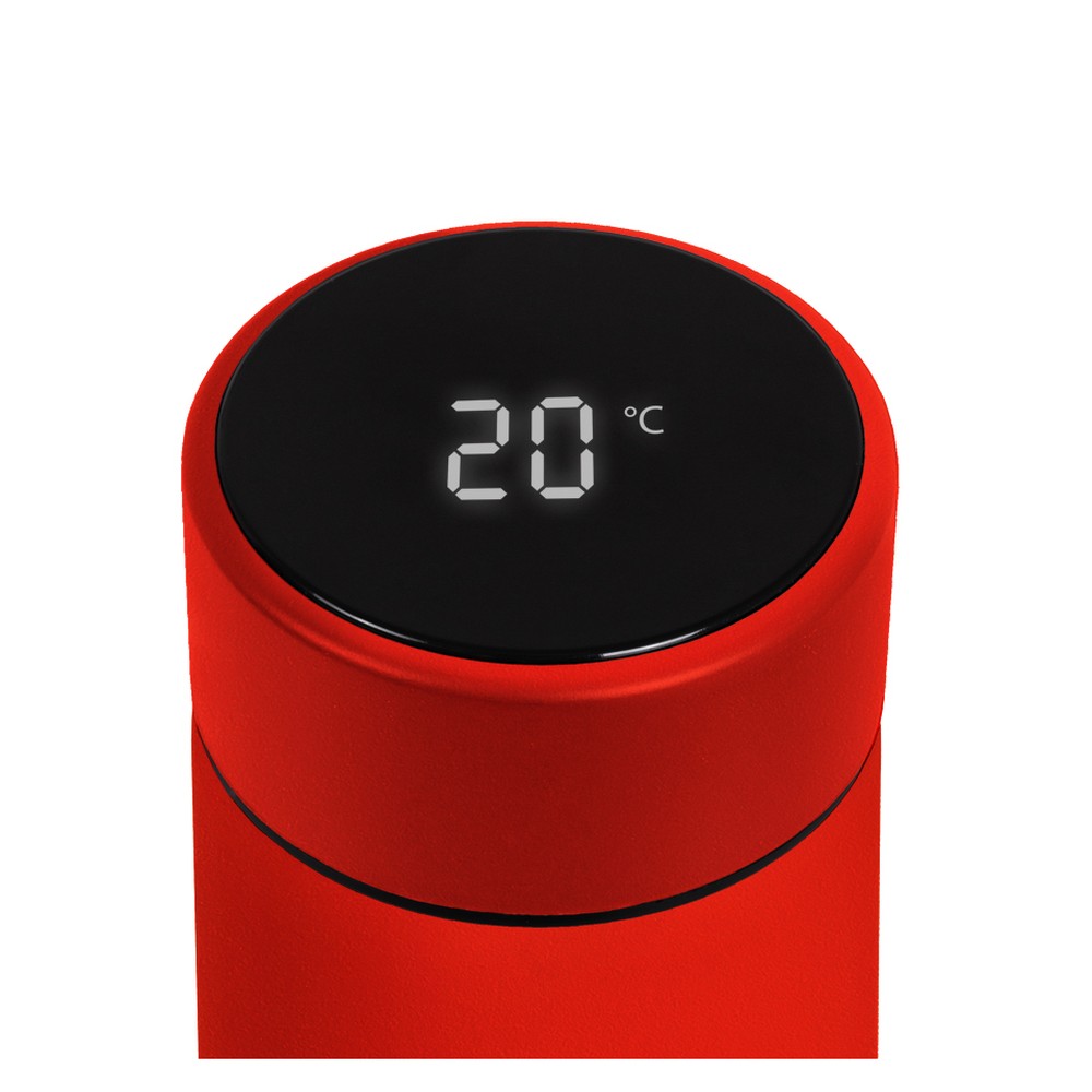 Термос червоний із сенсорним дисплеєм для брендування