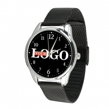 Годинник з логотипом на металевому браслеті (срібло)