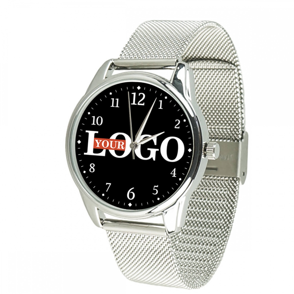 Годинник з логотипом на металевому браслеті (металік)