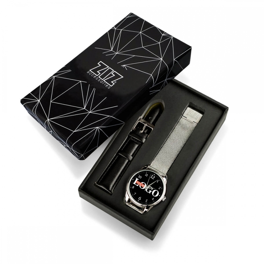 Годинник з логотипом на металевому браслеті (металік) + додатковий ремінець + подарункова коробка