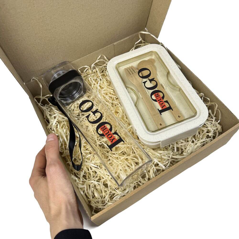 Подарункові набори з логотипом – Пляшка + Ланчбокс