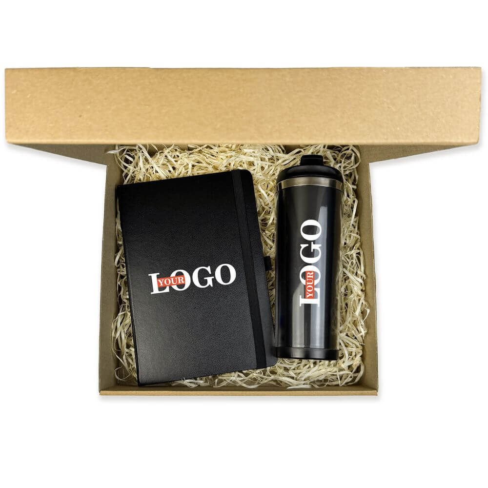 Подарочный набор с логотипом – Термокружка + Блокнот
