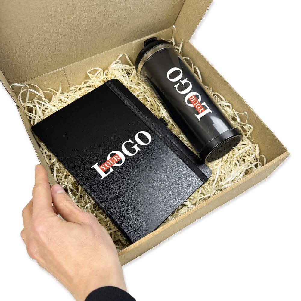 Подарочный набор с логотипом – Термокружка + Блокнот