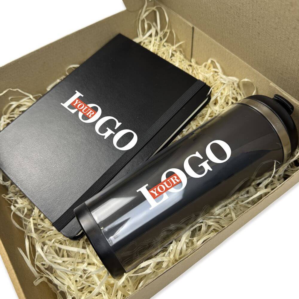 Подарочный набор с логотипом – Термокружка + Блокнот