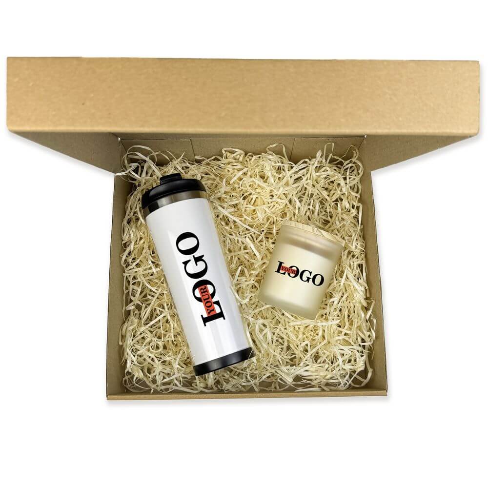 Подарочный набор с логотипом – Термокружка + Свеча