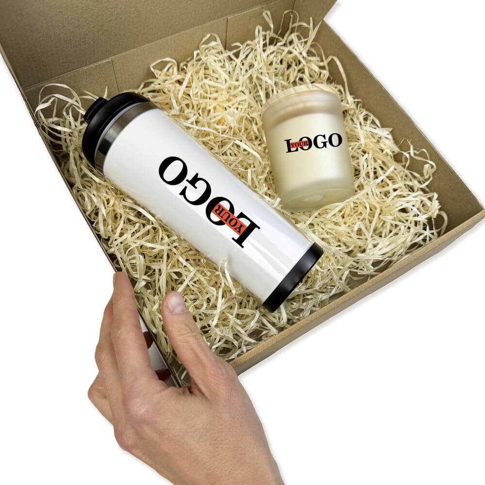 Подарочный набор с логотипом – Термокружка + Свеча