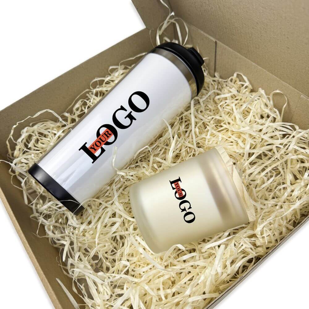 Подарочный набор с логотипом – Термокружка + Свеча