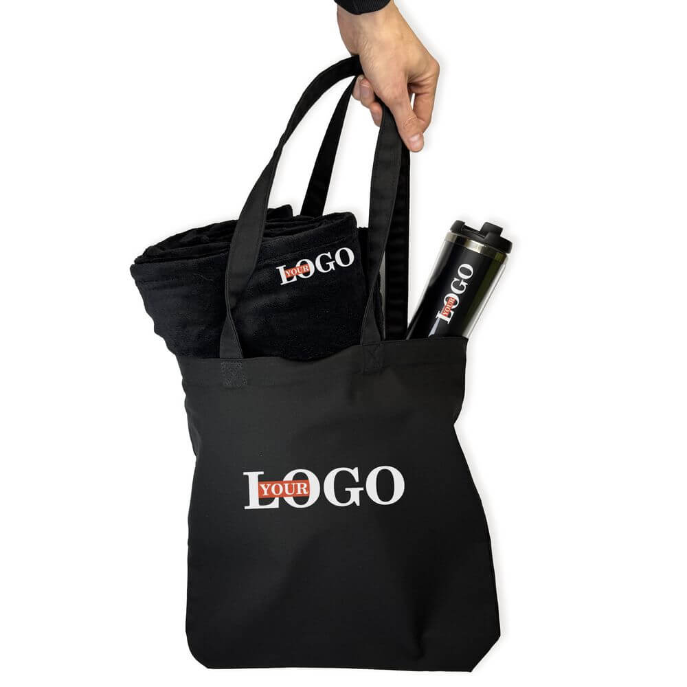 Подарунковий набір з логотипом – Шопер + Плед + Термочашка