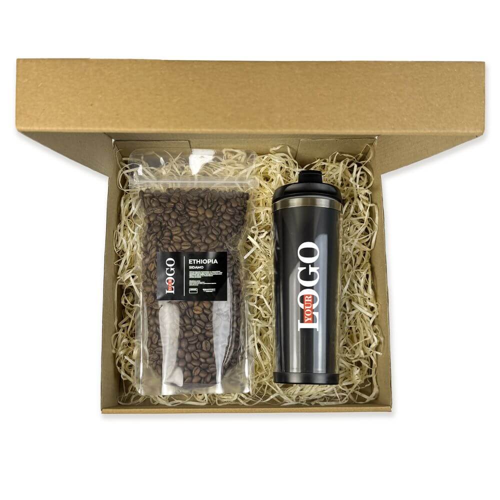 Подарочный набор с логотипом – Термокружка + Кофе