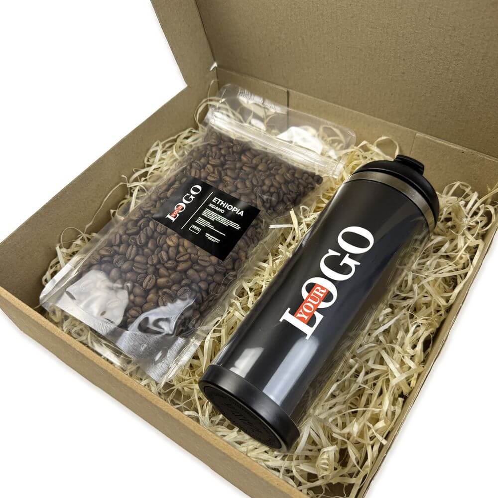 Подарочный набор с логотипом – Термокружка + Кофе