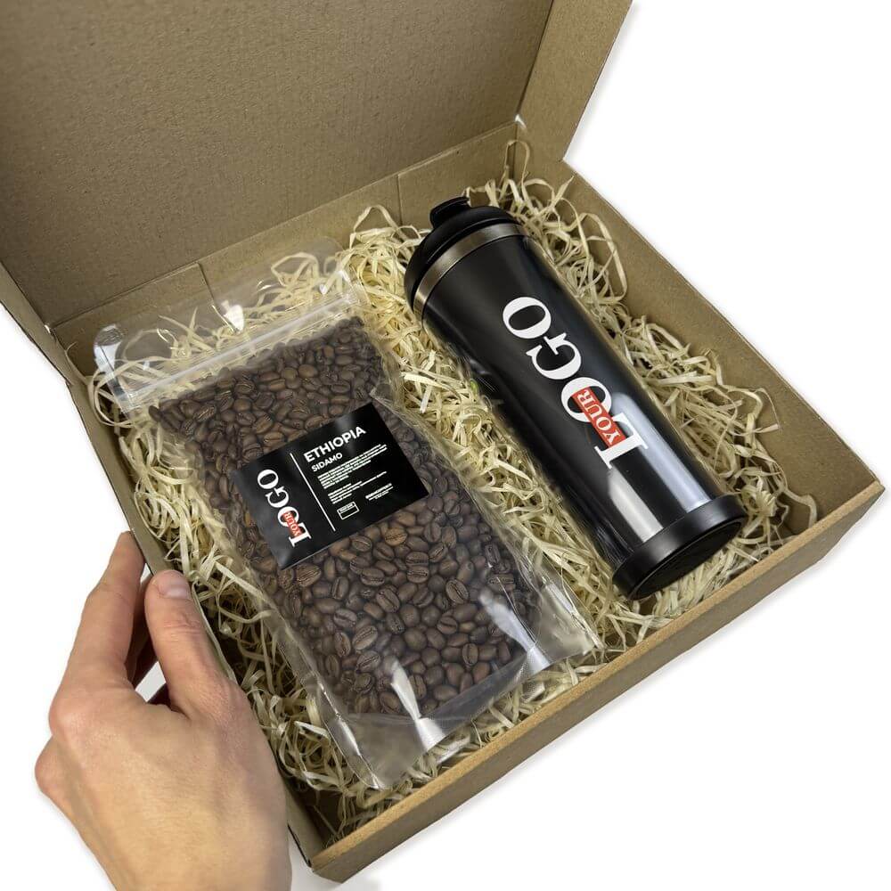 Подарочный набор с логотипом – Термокружка + Кофе