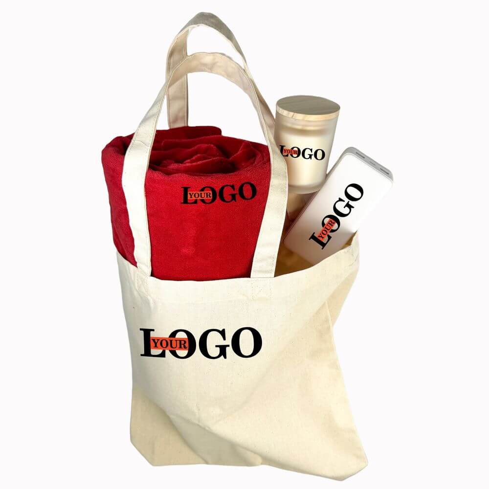 Подарунковий набір з логотипом – Шопер + Плед + Повербанк + Свічка