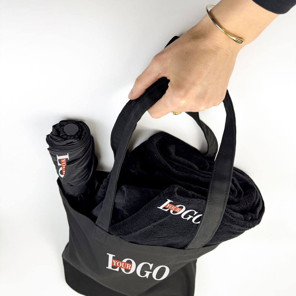 Подарунковий набір з логотипом – Шопер + Плед + Парасоля