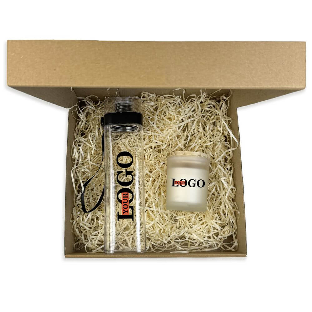 Подарунковий набір з логотипом – Пляшка + Свічка