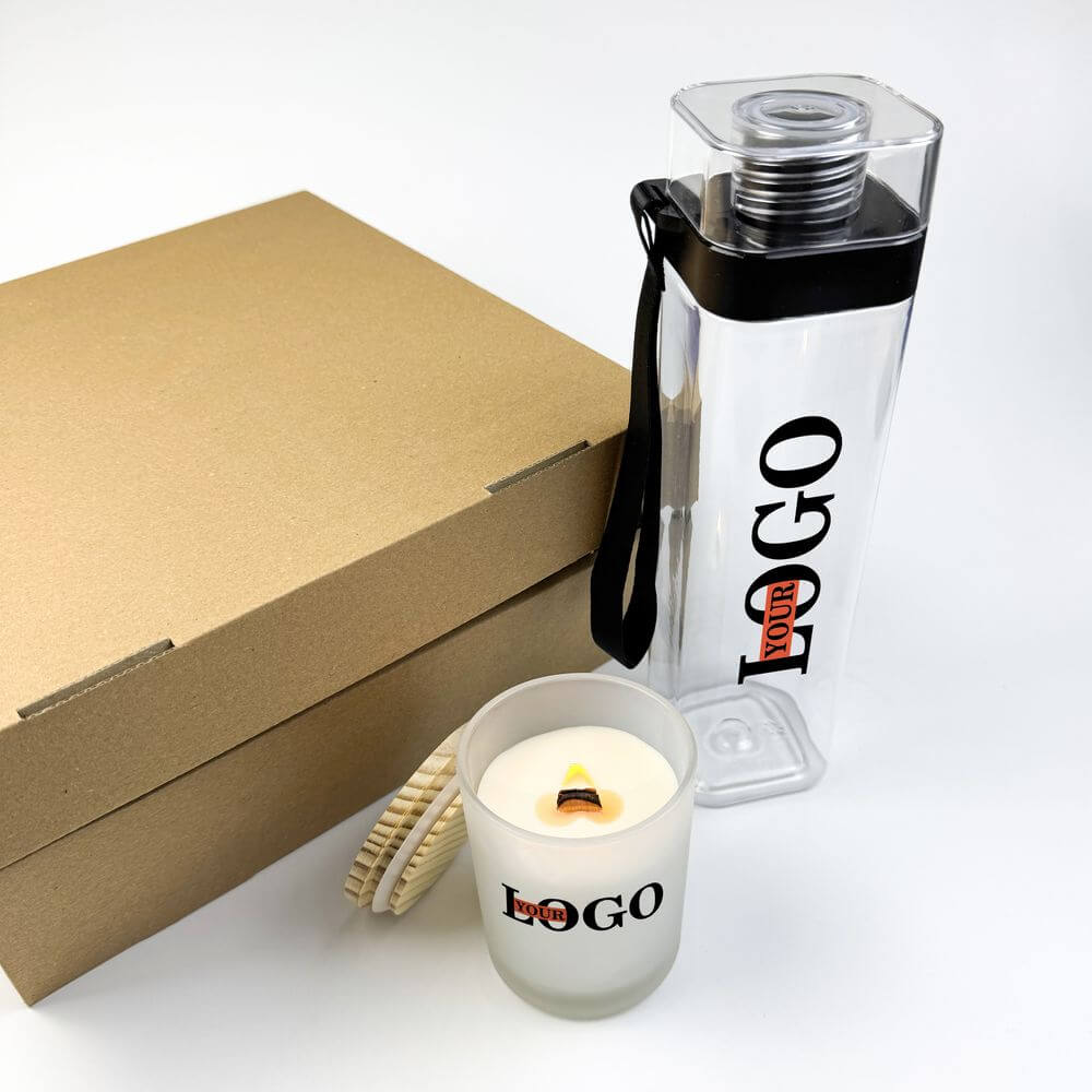 Подарунковий набір з логотипом – Пляшка + Свічка