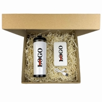 Подарочный набор с логотипом – Термокружка + Повербанк 10000 мАг