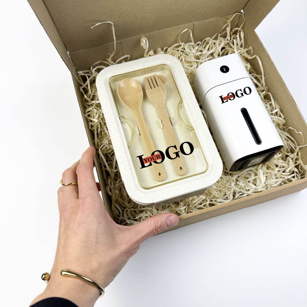 Подарунковий набір з логотипом – Зволожувач + Ланчбокс