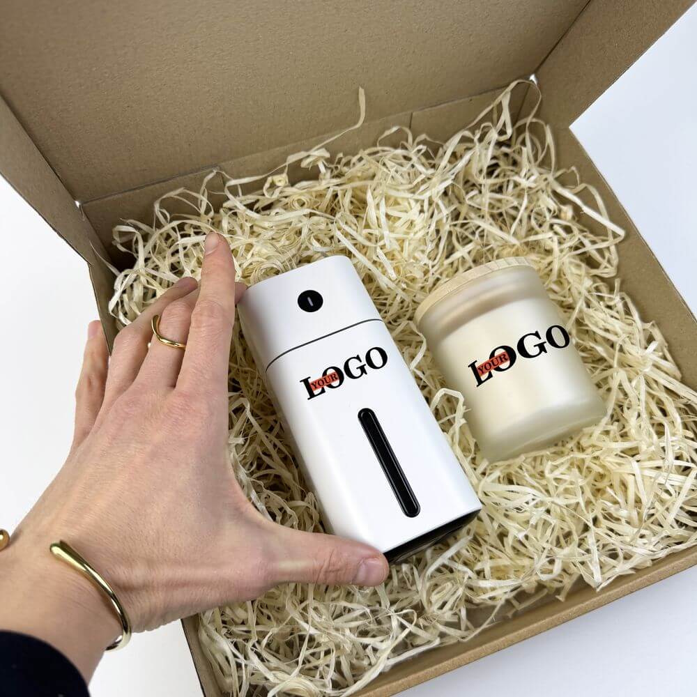 Подарунковий набір з логотипом – Зволожувач + Свічка