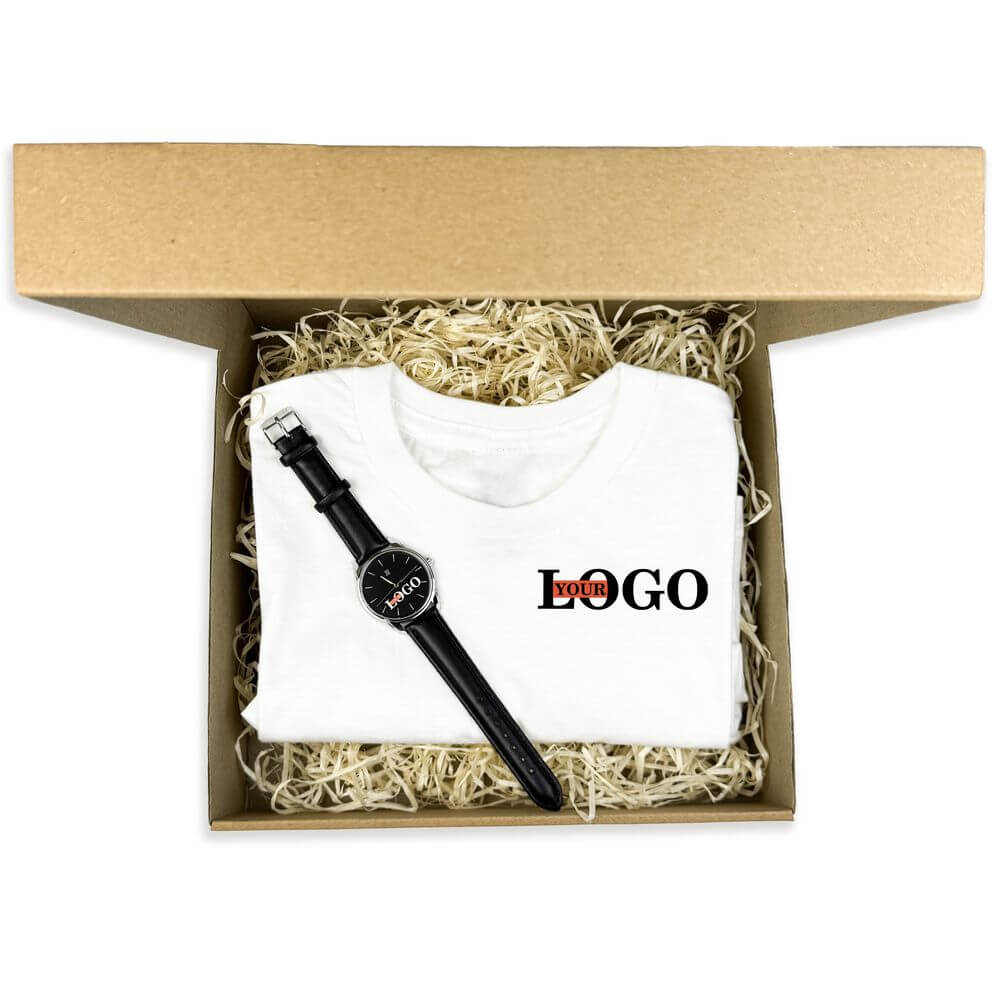 Подарунковий набір з логотипом – Годинник + Футболка біла