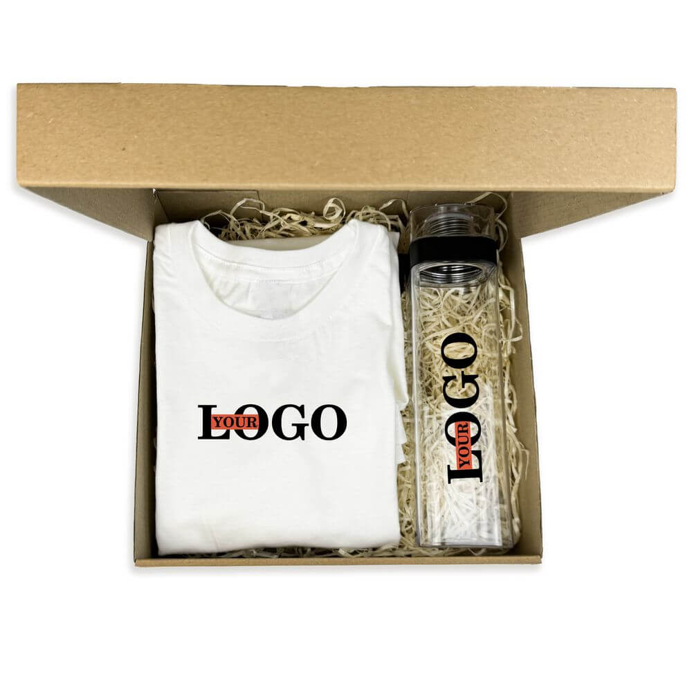 Подарунковий набір з логотипом – Футболка біла + Пляшка