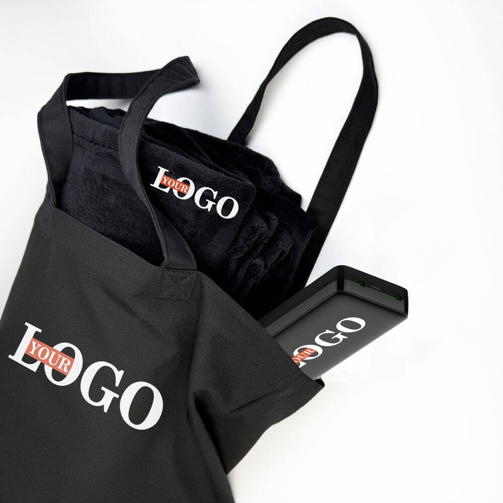 Подарунковий набір з логотипом – Шопер + Плед + Павербанк 20000 мАг